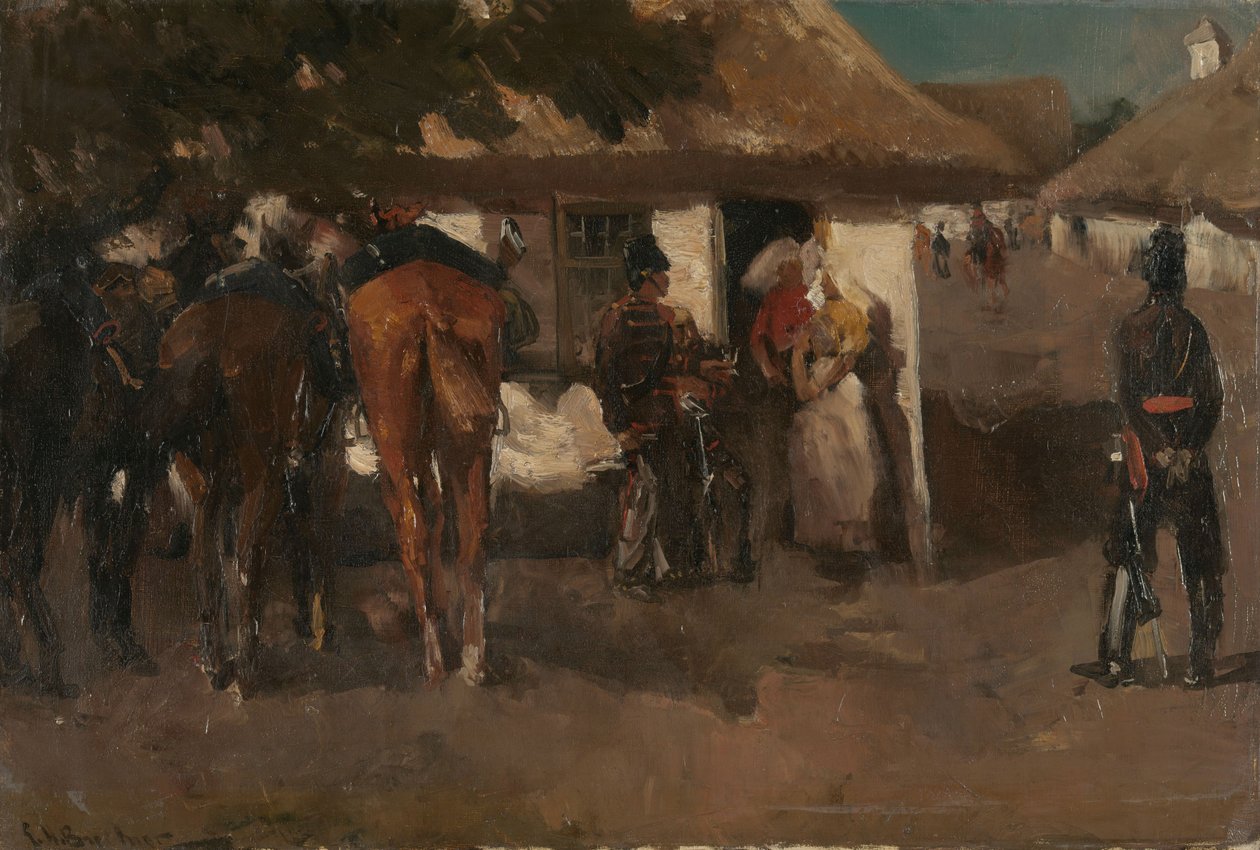 Inkwartiering van de troepen door George Hendrik Breitner