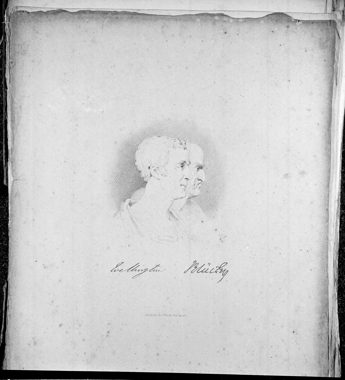 Profielportretten van Wellington en Blücher, gegraveerd door Samuel Mitan, 1817 door George Jones