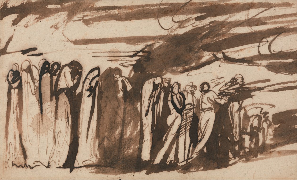 Een processie van de verdoemden - Studie voor de verdoemden in Dante