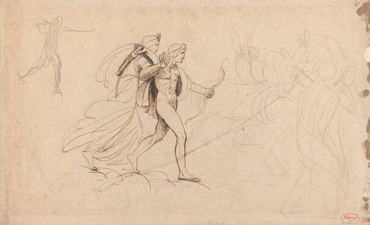 Apollo en Diana voor de vernietiging van Niobes kinderen door George Romney