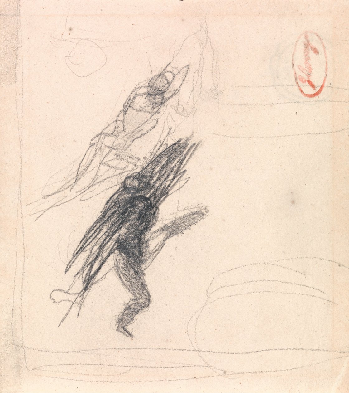 Mogelijk Een Liggende Figuur en Een Dansende Figuur door George Romney
