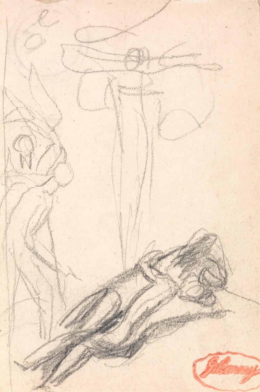 Satan verrast bij het oor van Eva door George Romney