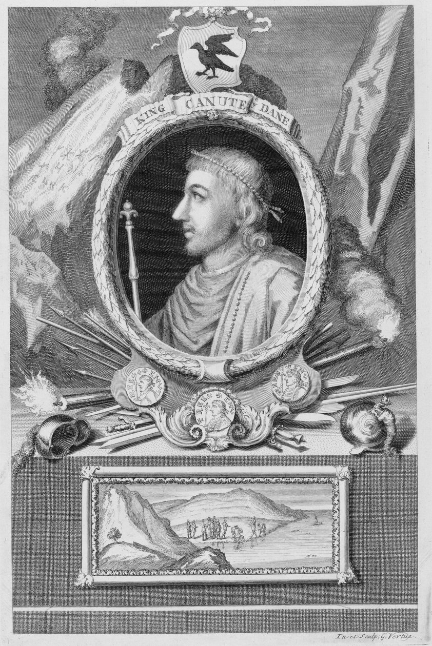 Knoet de Grote, Koning van Engeland, Denemarken en Noorwegen door George Vertue
