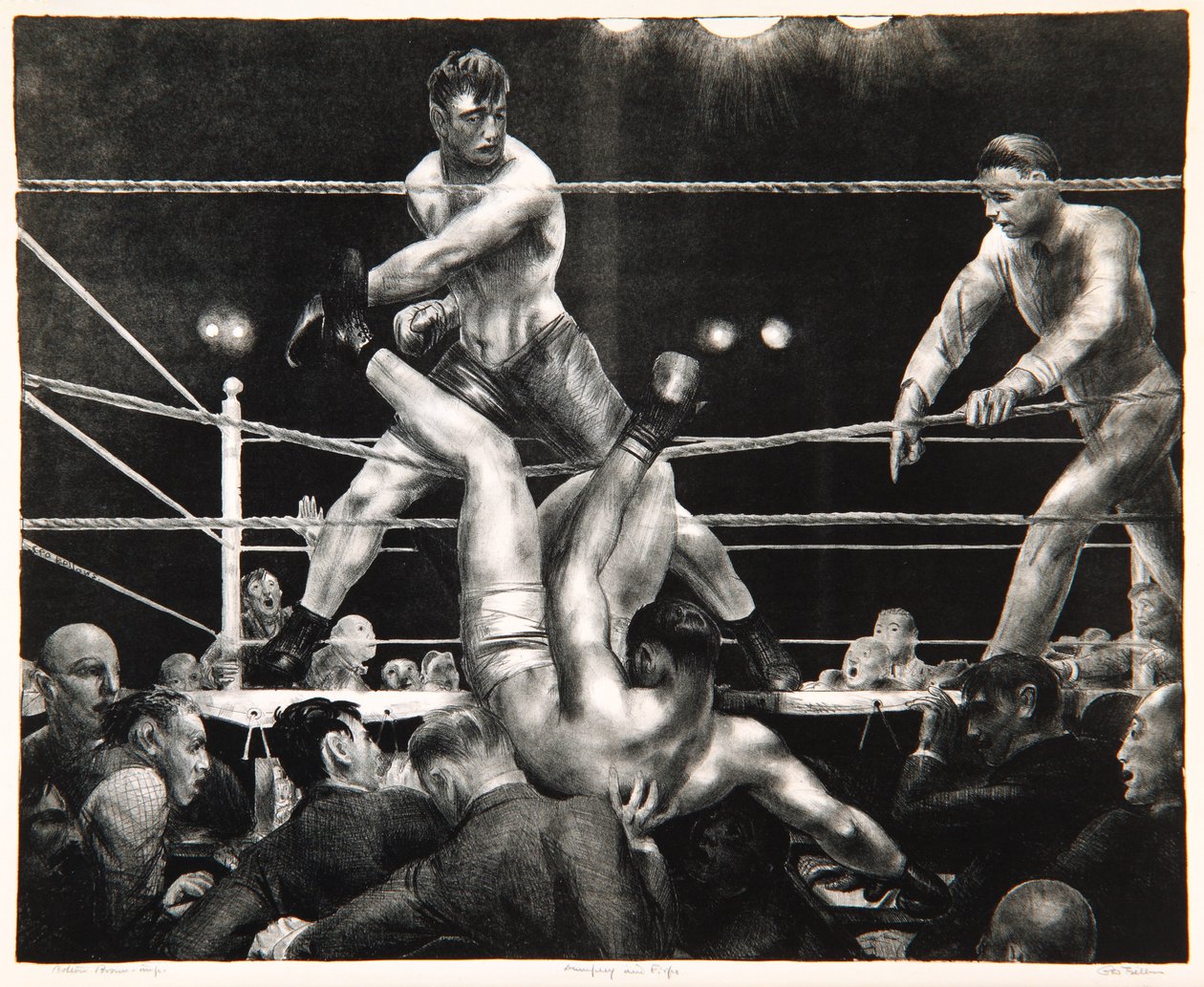 Dempsey en Firpo, 1923-24 door George Wesley Bellows