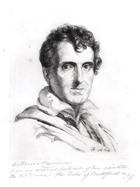 Portret van Antonio Canova (1757-1822) 1817 (gravure) door George (after) Hayter