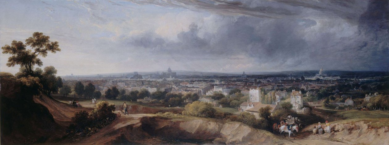 Parijs, gezien vanaf de hoogten van Montmartre, 1822 door George Arnald