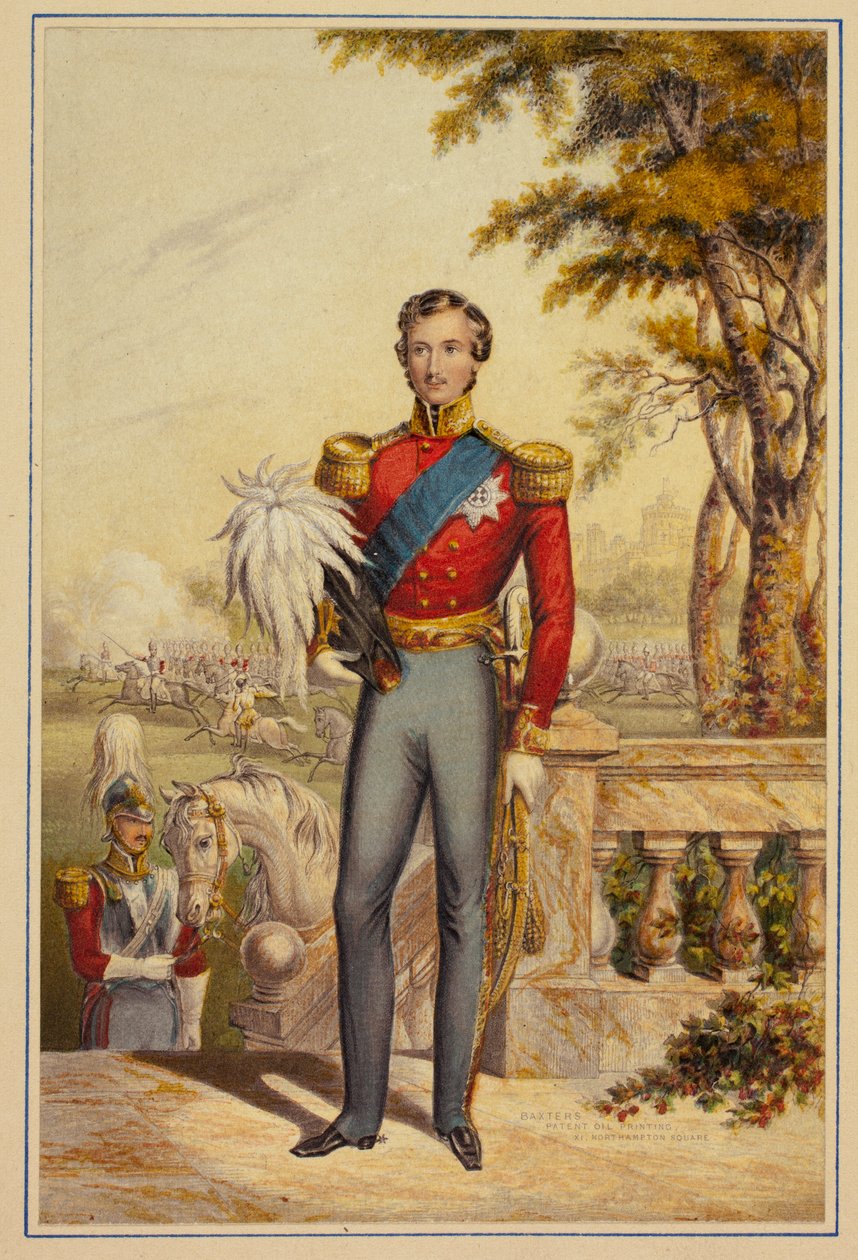 Zijne Koninklijke Hoogheid Prins Albert (blauwe rijbroek) door George Baxter