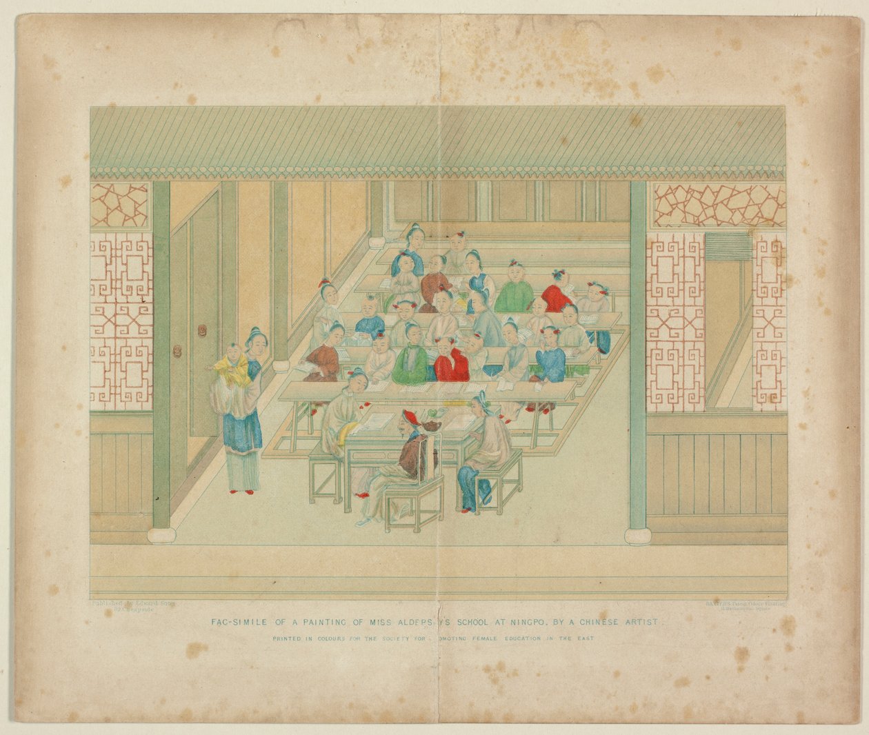 De school van Miss Aldersby in Ningpo door George Baxter
