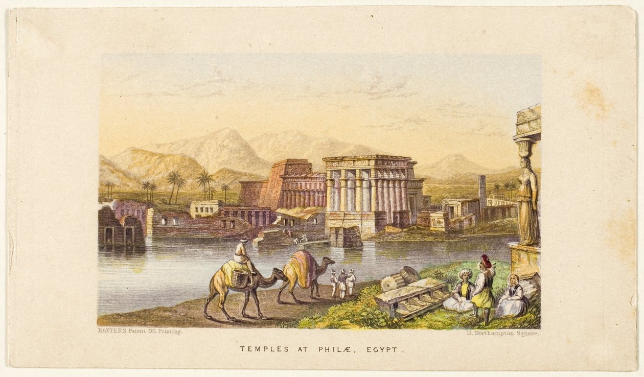 Tempels van Philae, Egypte door George Baxter