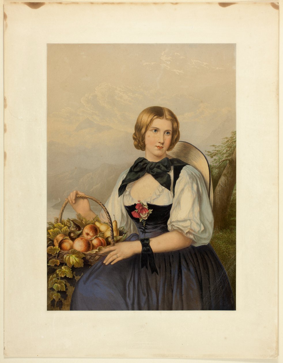 Het fruitmeisje uit de Alpen door George Baxter
