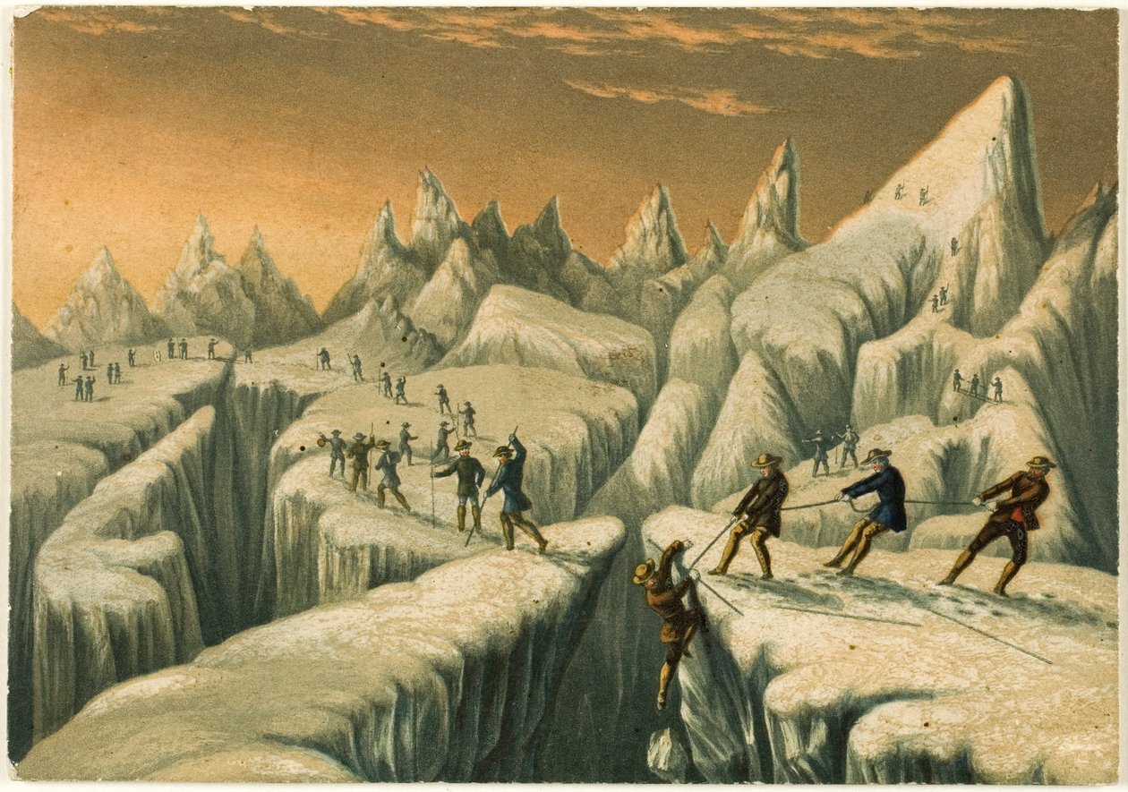 De Glacier du Tacconnay, uit De beklimming van de Mont Blanc door George Baxter
