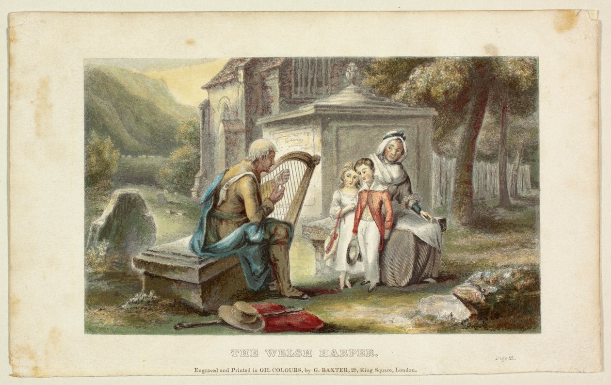 De Welshe harpist door George Baxter