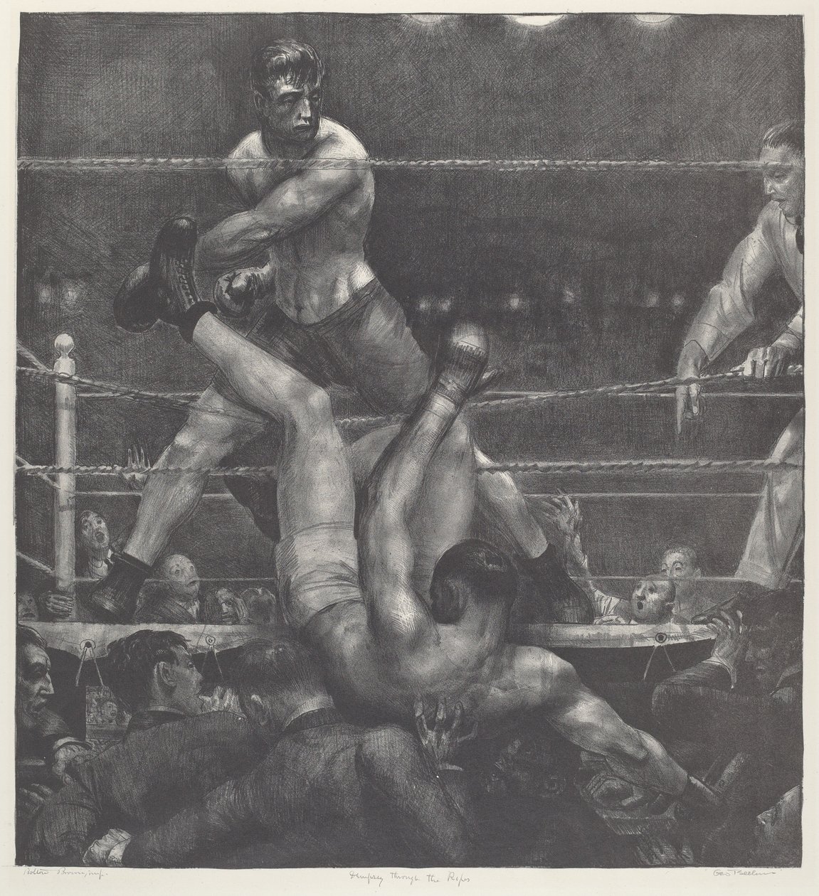 Dempsey door de touwen door George Bellows