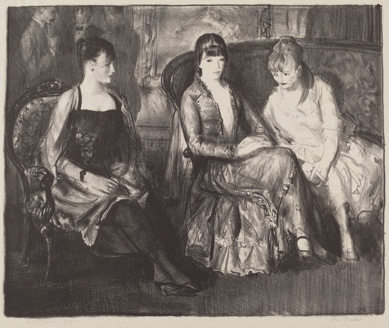 Elsie, Emma en Marjorie, tweede steen door George Bellows