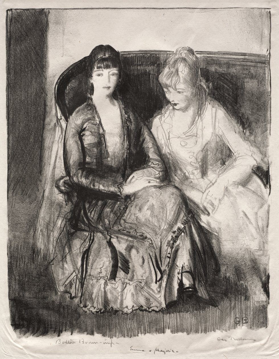 Emma en Marjorie op een bank door George Bellows