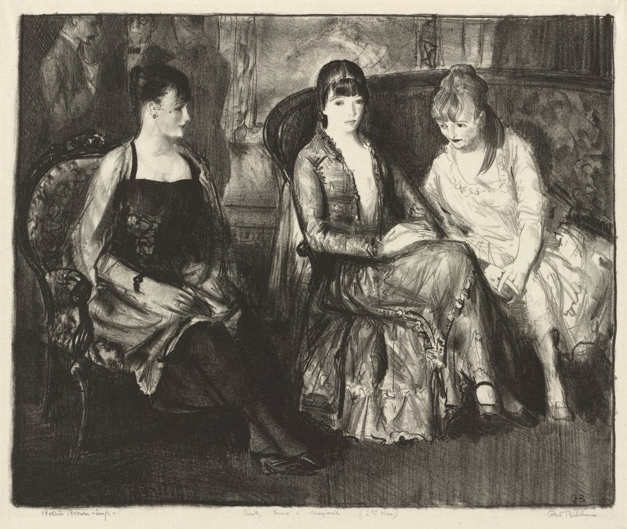 Marjorie, Emma en Elsie, Second Stone door George Bellows