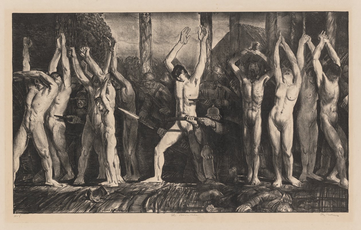 De barricade, de eerste steen door George Bellows