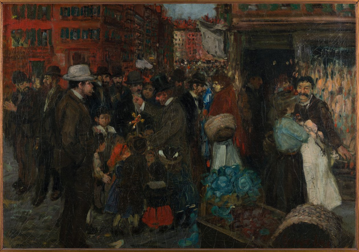 Straatbeeld (Hester Street) door George Benjamin Luks