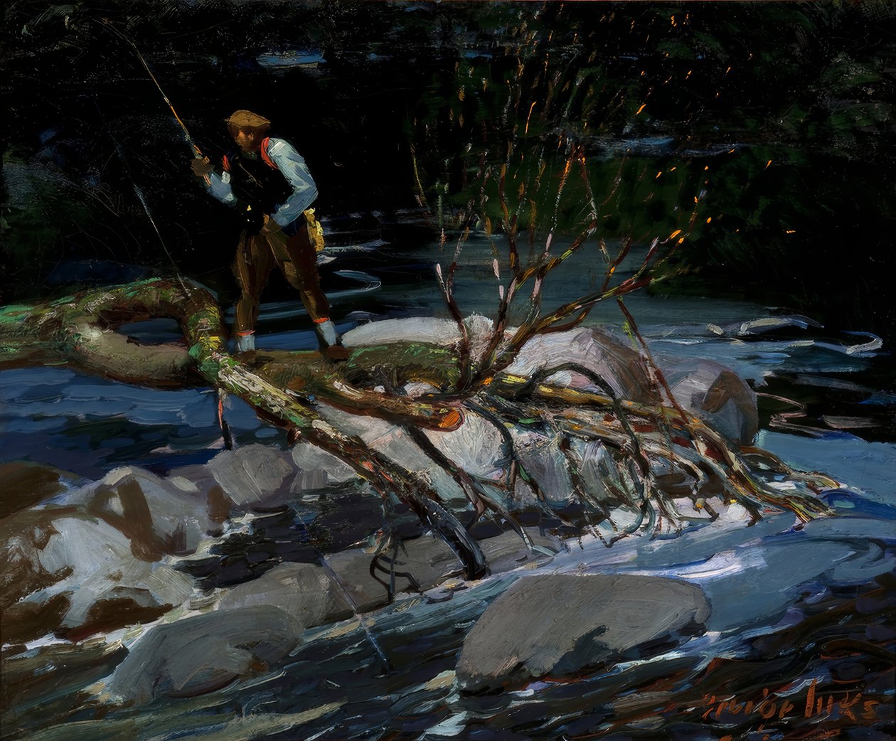 Forelvissen, "The Screecher," meer Rossignol, Nova Scotia door George Benjamin Luks