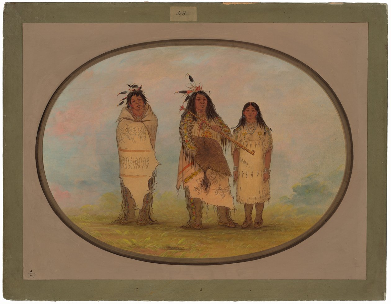 Een Cheyenne Hoofdman, Zijn Vrouw en een Medicijnman door George Catlin