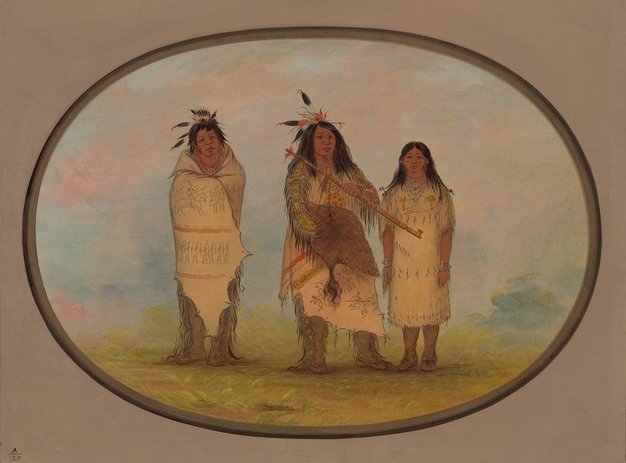 Een Cheyenne-hoofdman, zijn vrouw en een medicijnman, 1861-1869 door George Catlin