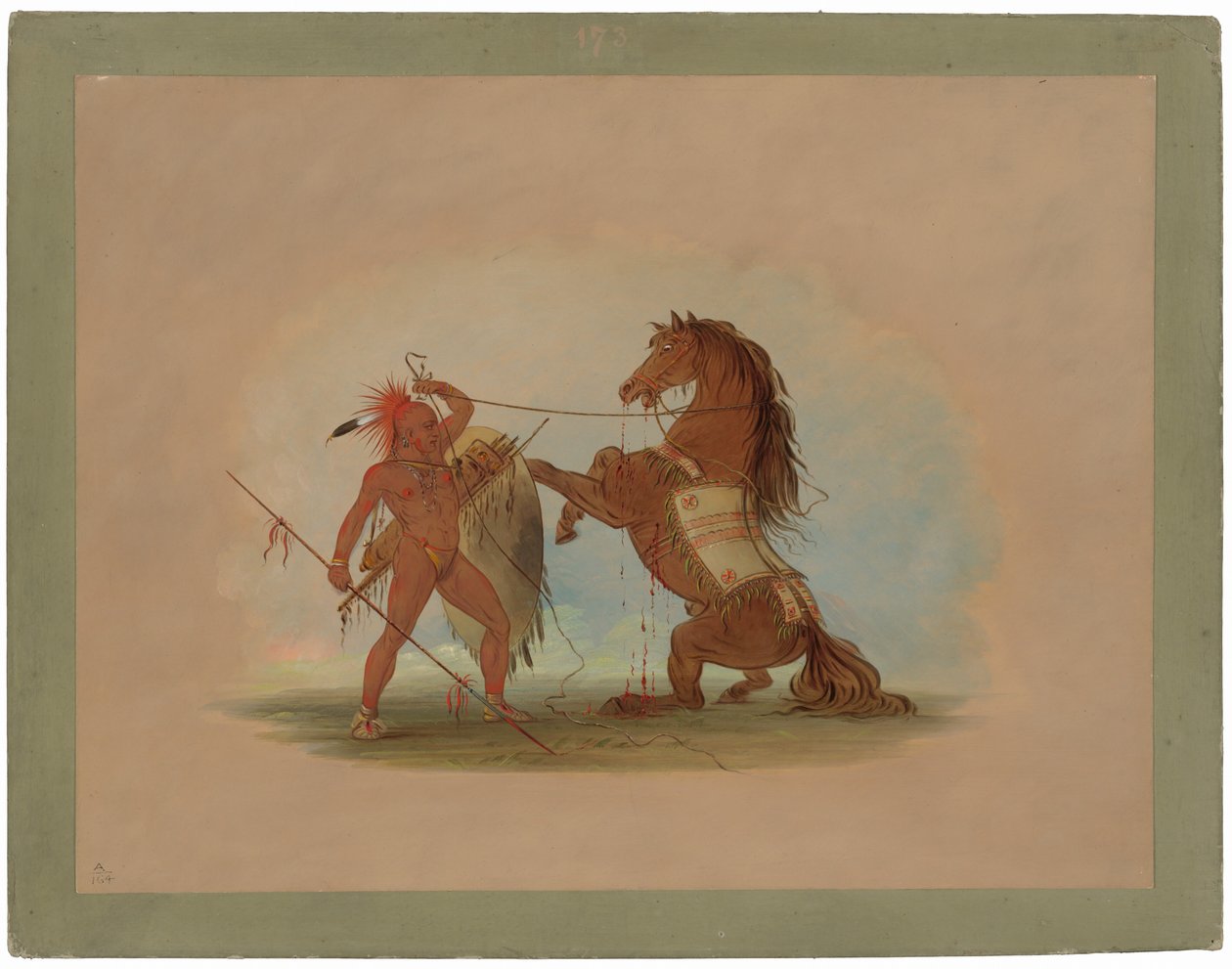 Een Pawnee Krijger die Zijn Favoriete Paard Opoffert door George Catlin