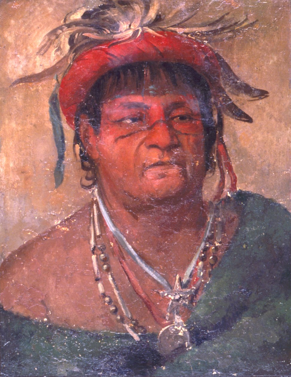 Aúh-ka-nah-paw-wáh, staande aarde, een oude en dappere krijger door George Catlin