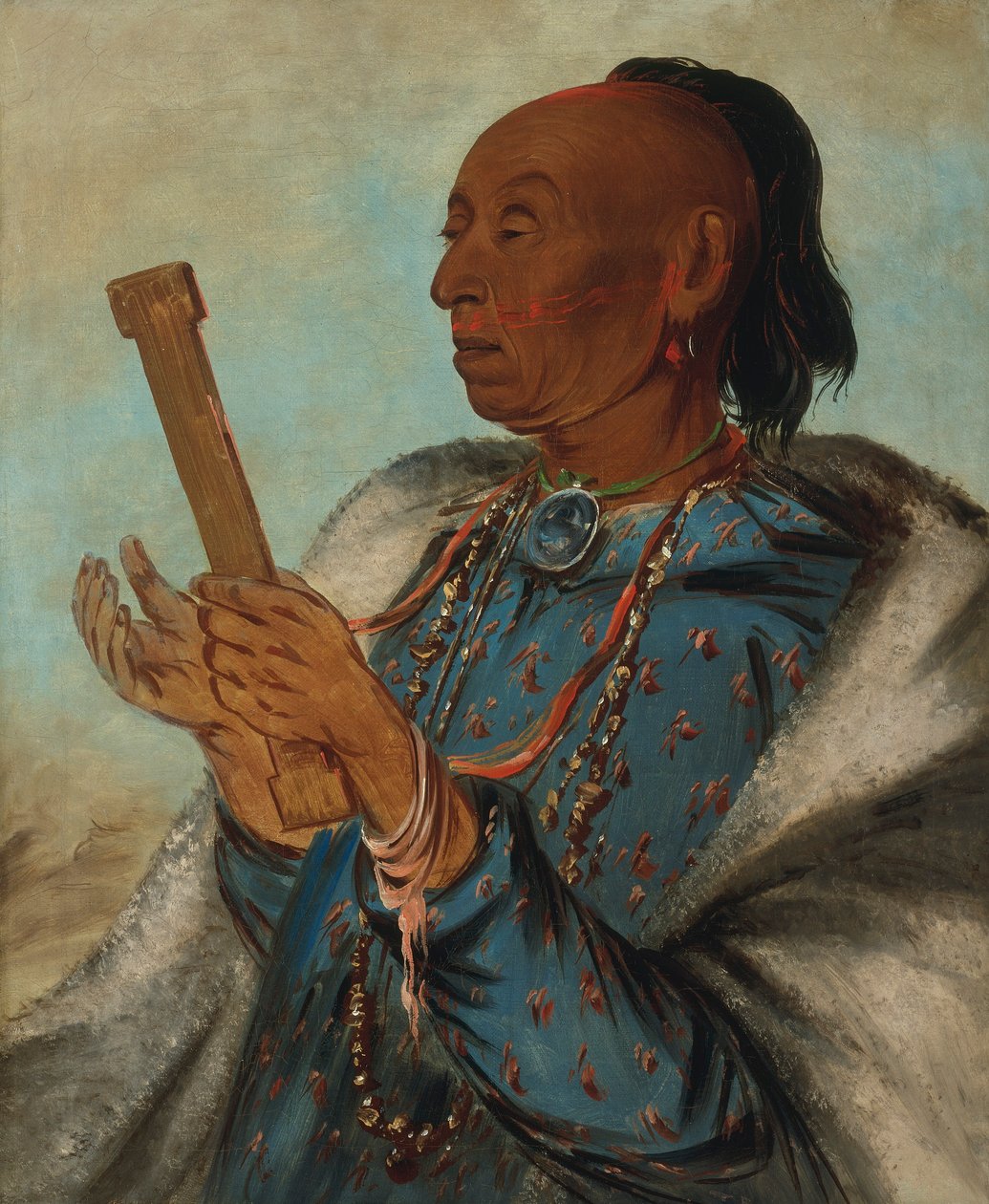 Ah-tón-we-tuck, kalkoen, die zijn gebed herhaalt door George Catlin
