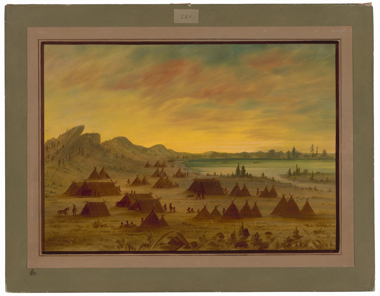 Een Apache-dorp door George Catlin