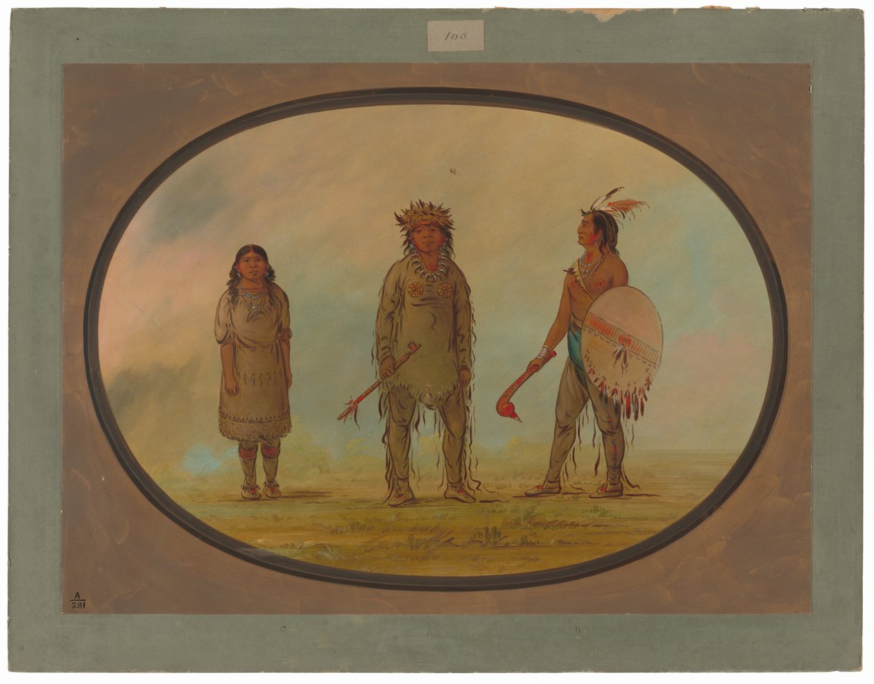 Athapasca Hoofdman, Zijn Vrouw en een Krijger door George Catlin