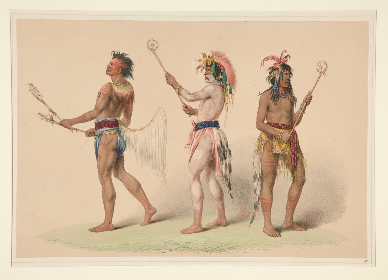 Balspelers, pl. 21 uit de „North American Indian Portfolio” door George Catlin
