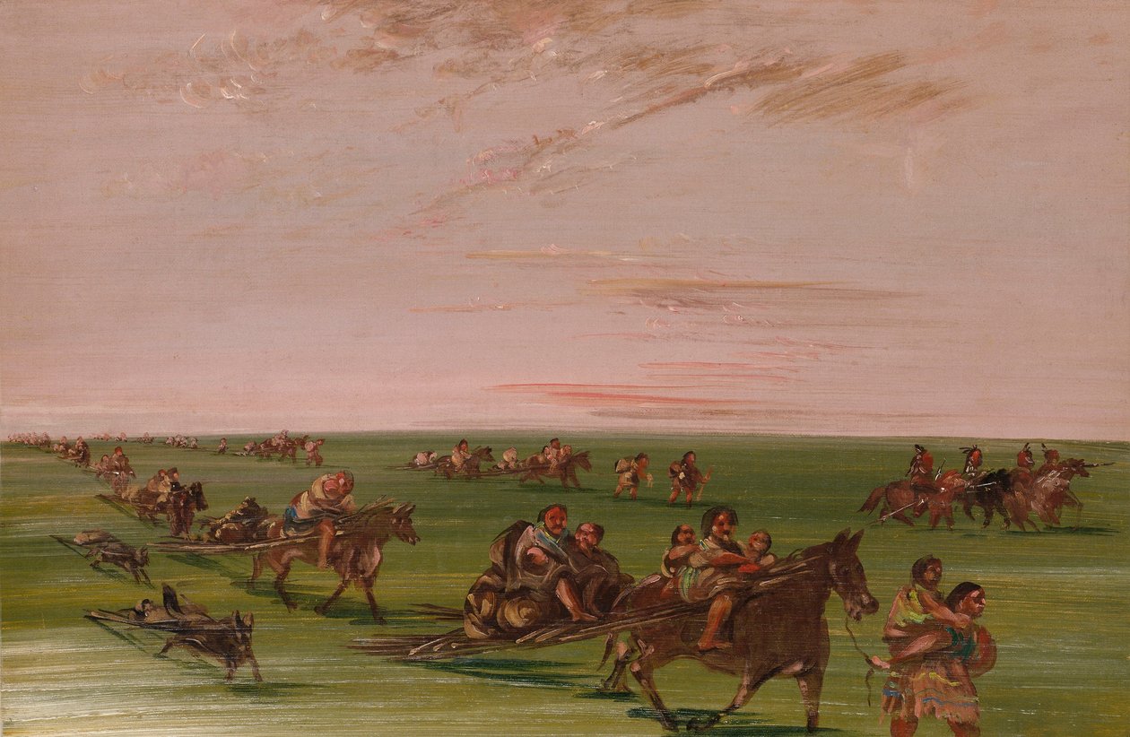 Band van Sioux Verhuiskamp door George Catlin