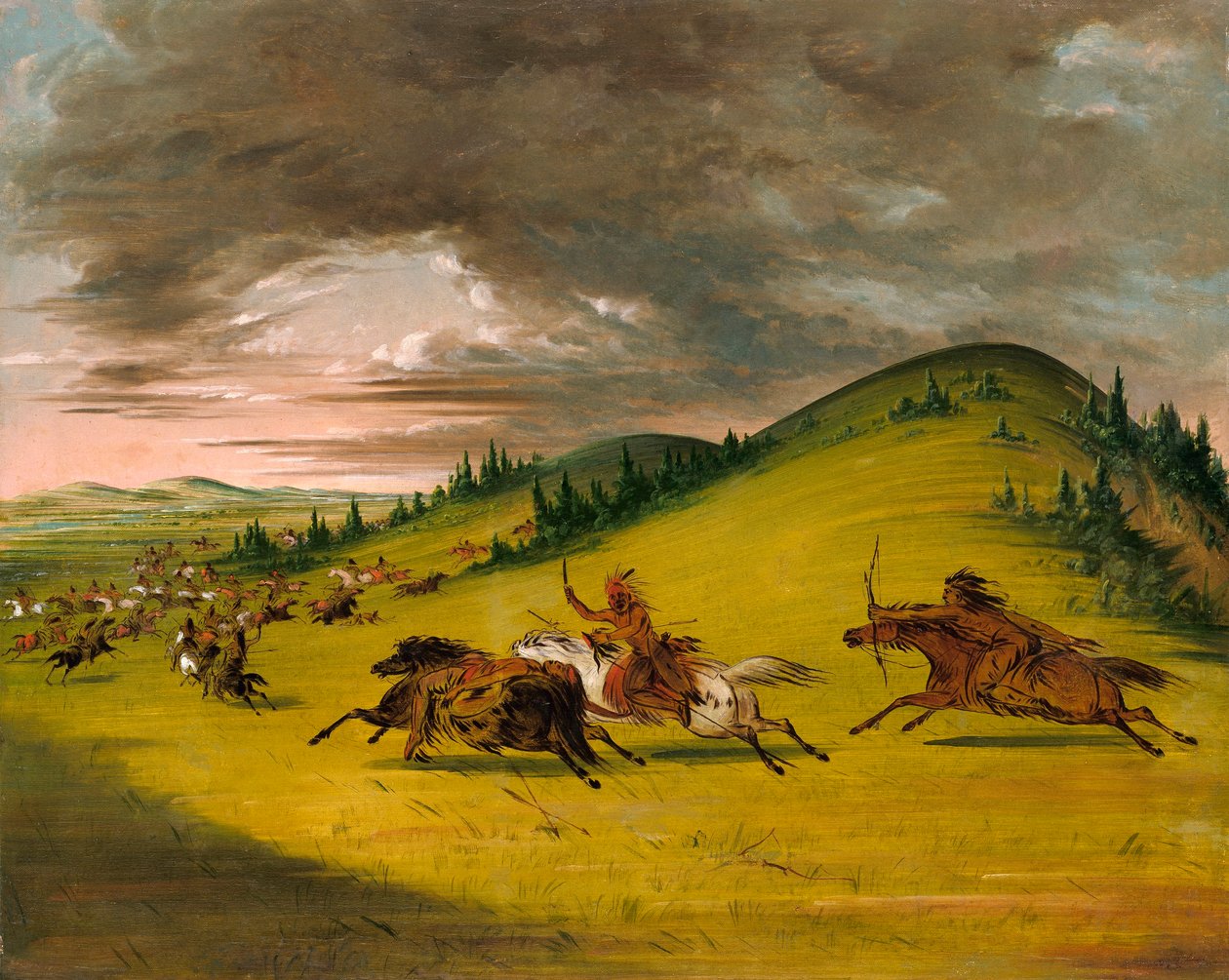 Strijd tussen Sioux en Sac en Fox door George Catlin