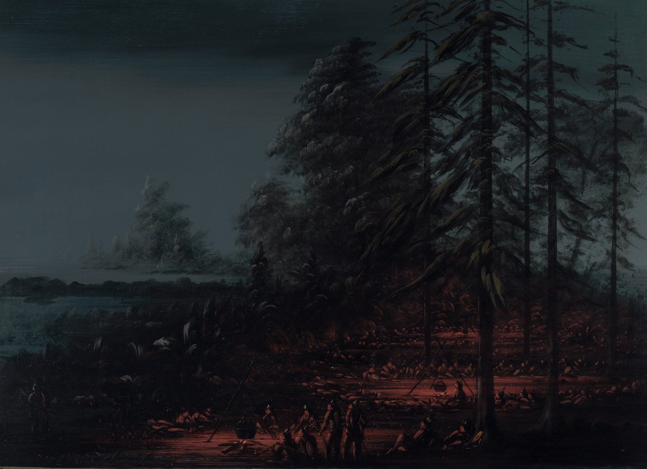 Bivak van een Sioux Oorlogspartij, 1861-1869 door George Catlin