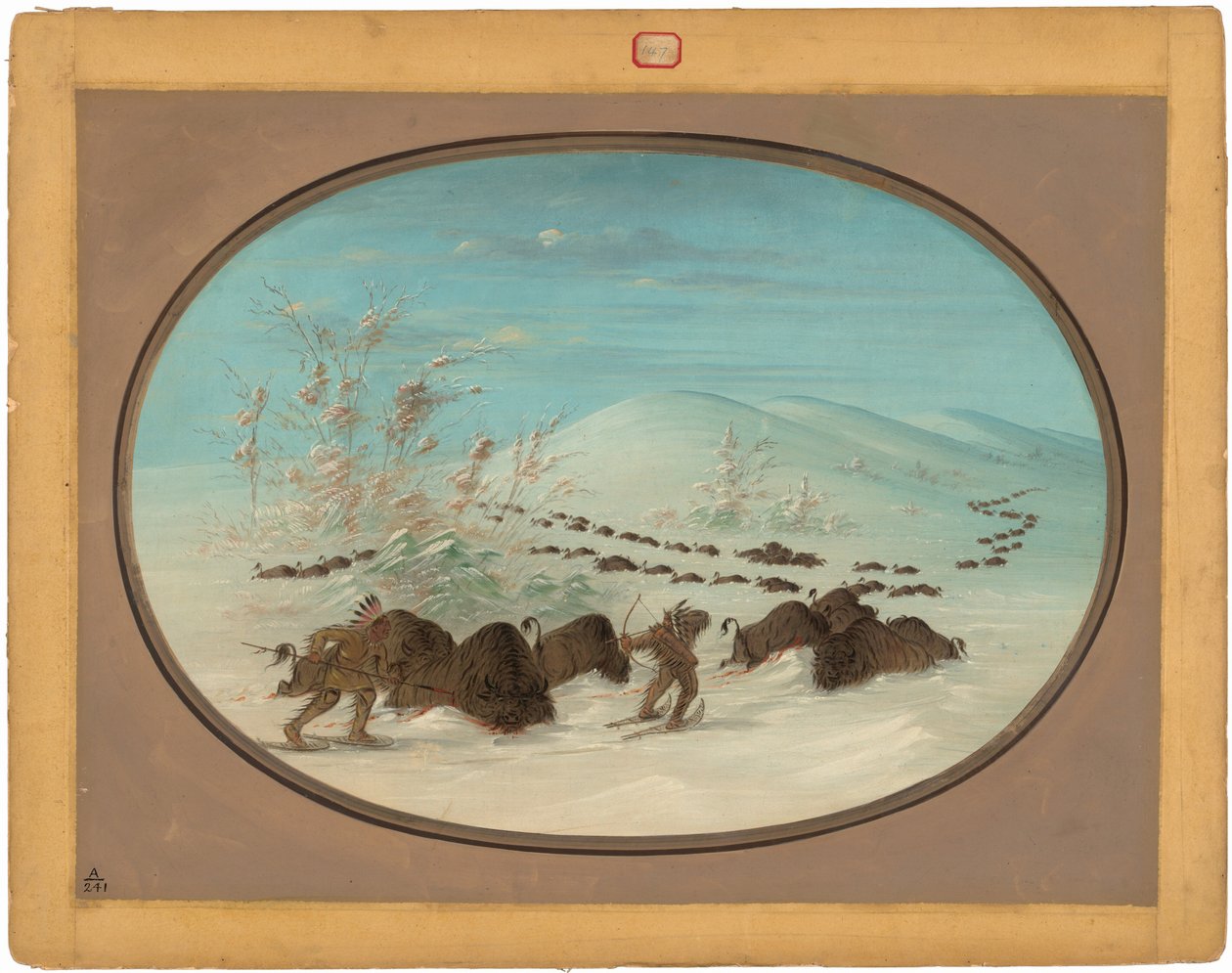 Buffeljacht in de Sneeuwduinen - Ojibbeway door George Catlin