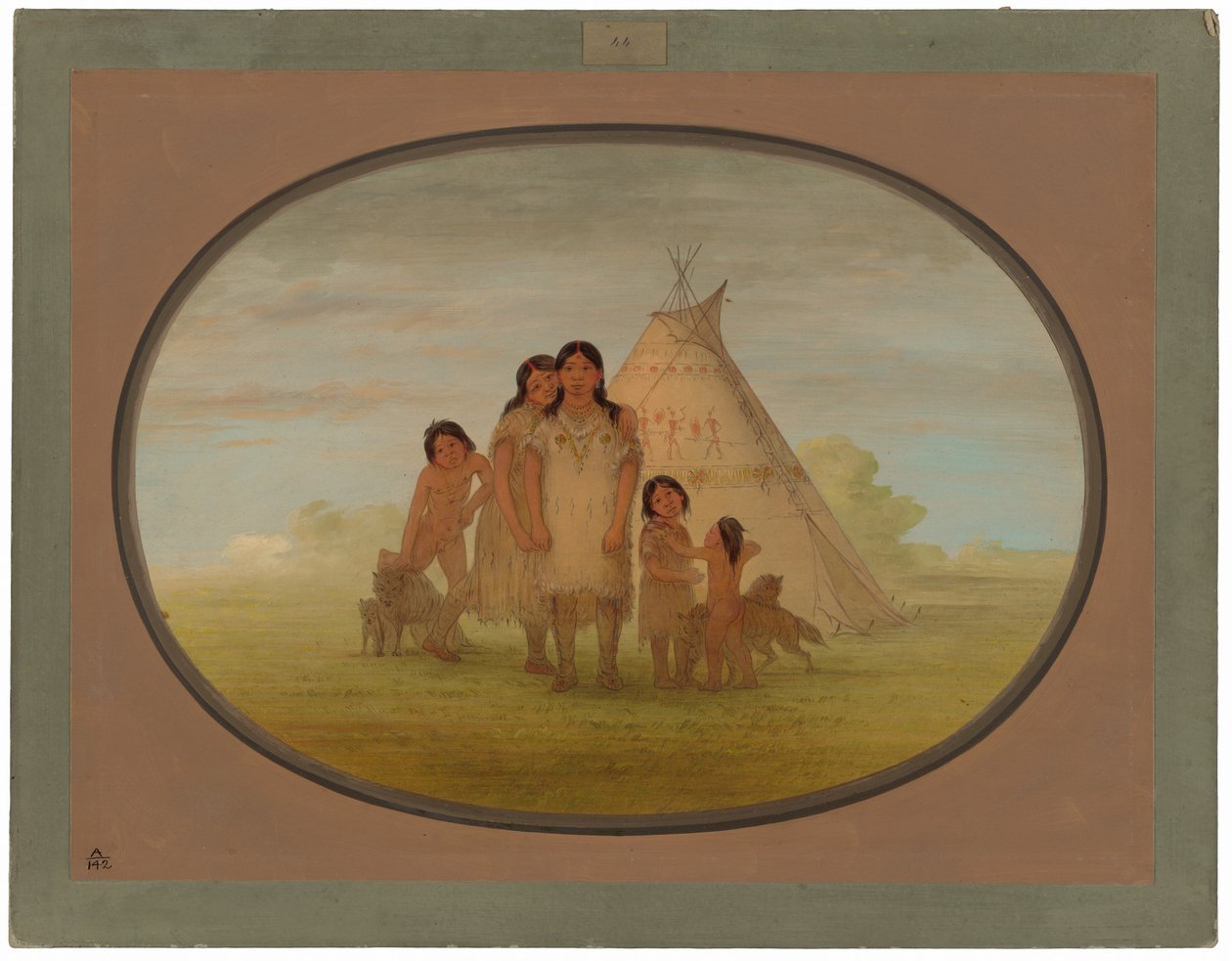 Kinderen van de Camanchee Hoofdman en Wigwam door George Catlin
