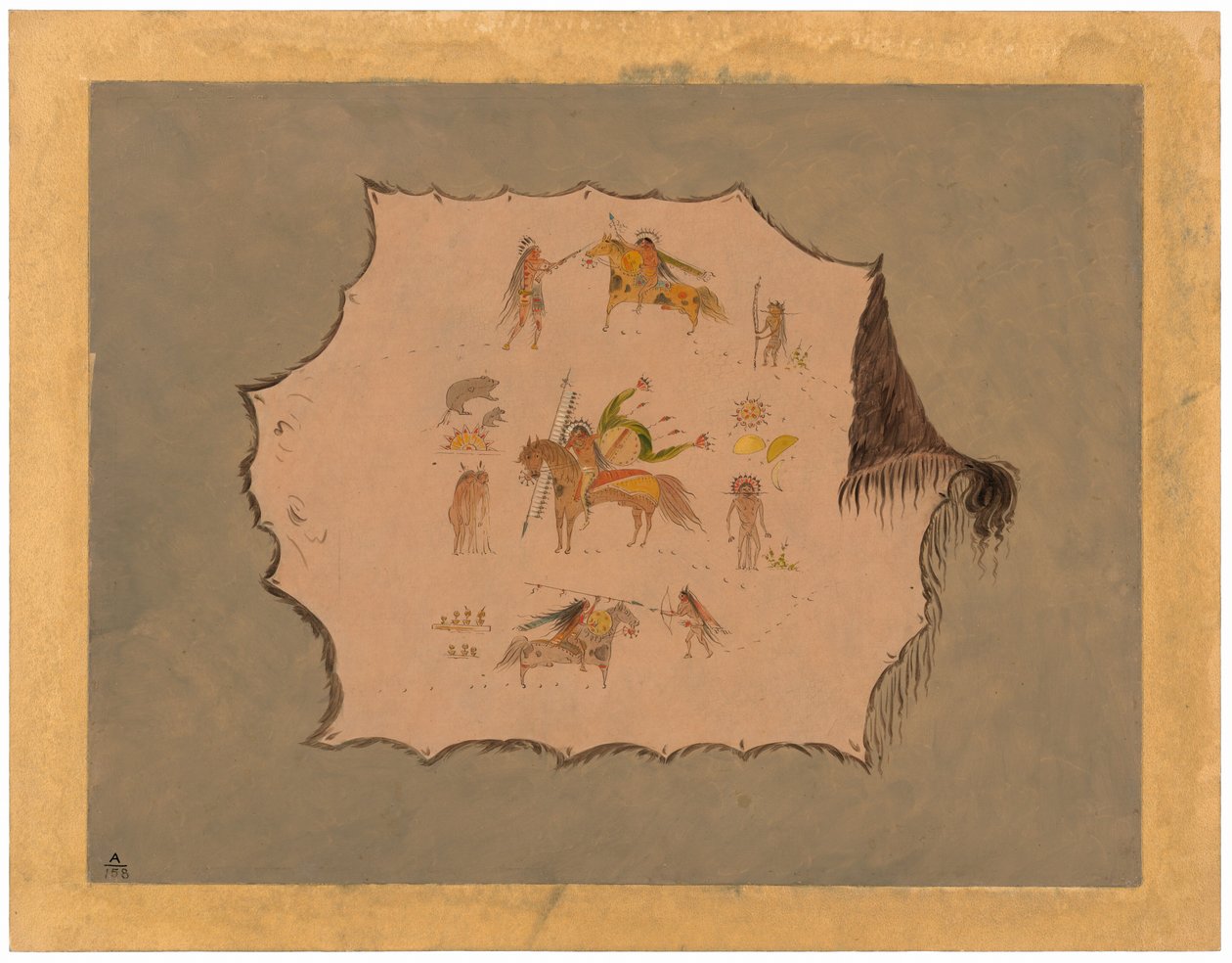 Facsimile van een Pawnee Doktersjas met Fantastische Professionele Ontwerpen door George Catlin