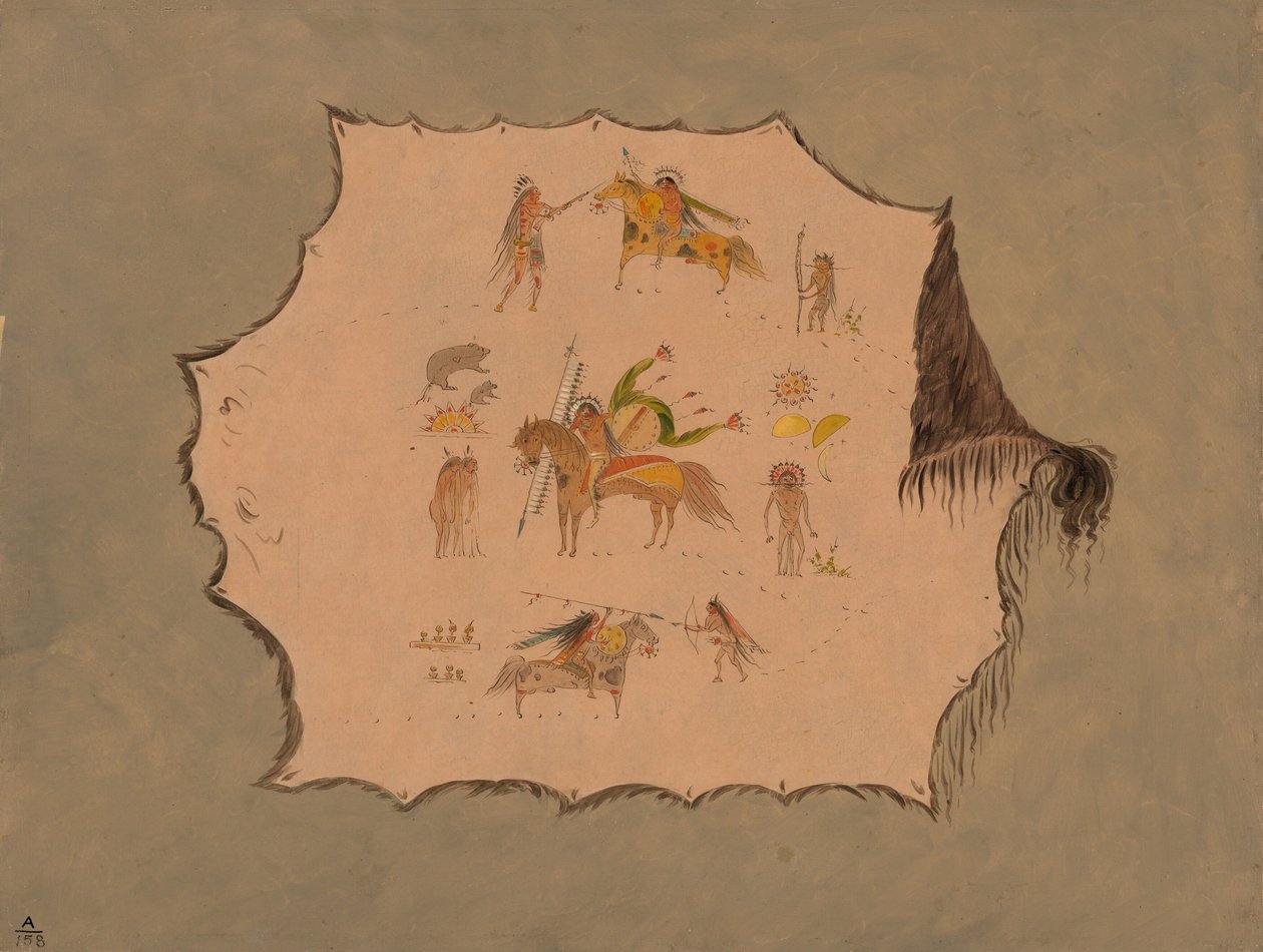 Facsimile van een Pawnee-doktersmantel met fantastische professionele ontwerpen, 1861-1869 door George Catlin