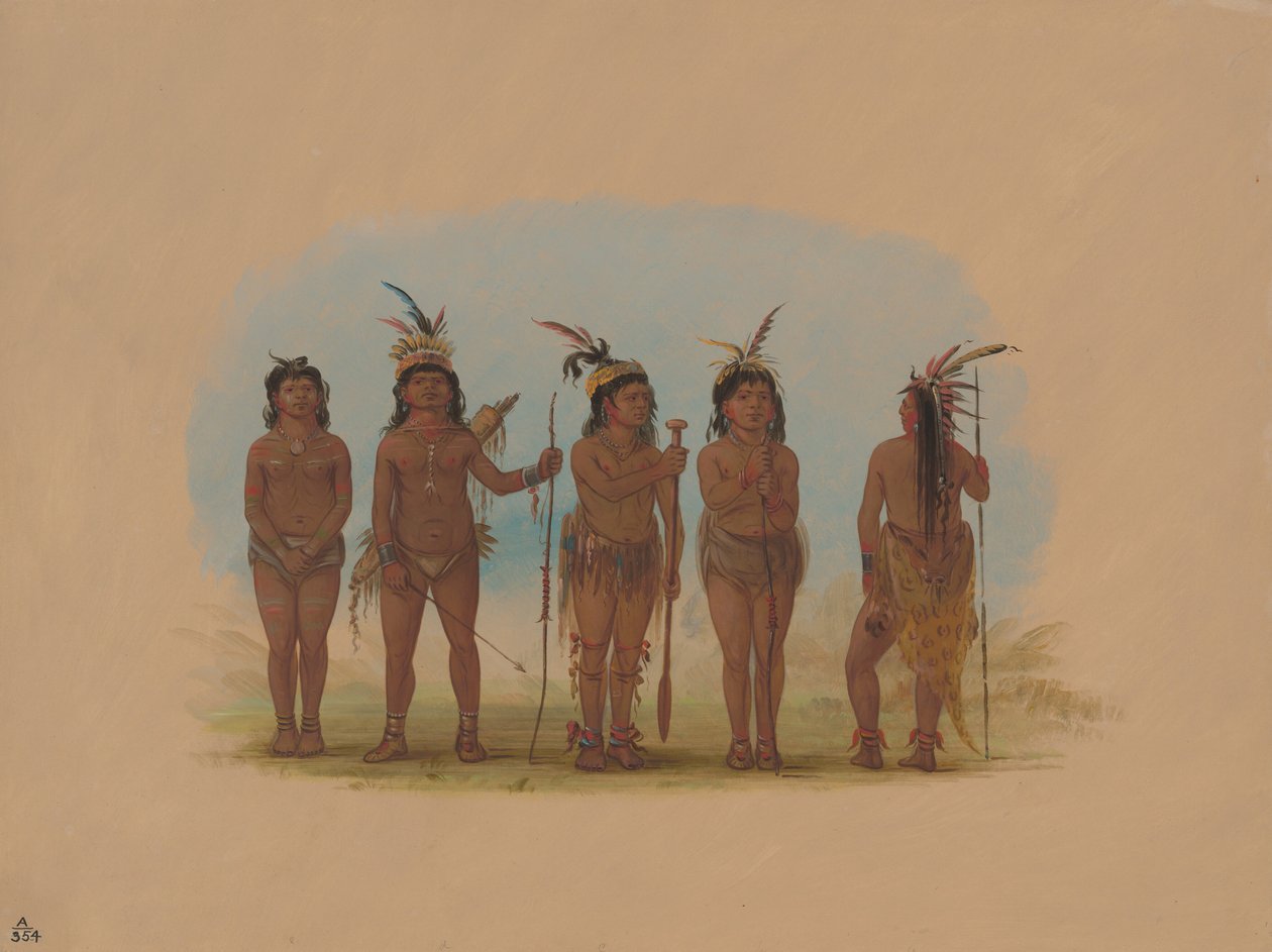 Vijf Caribische Indianen, 1854-1869 door George Catlin