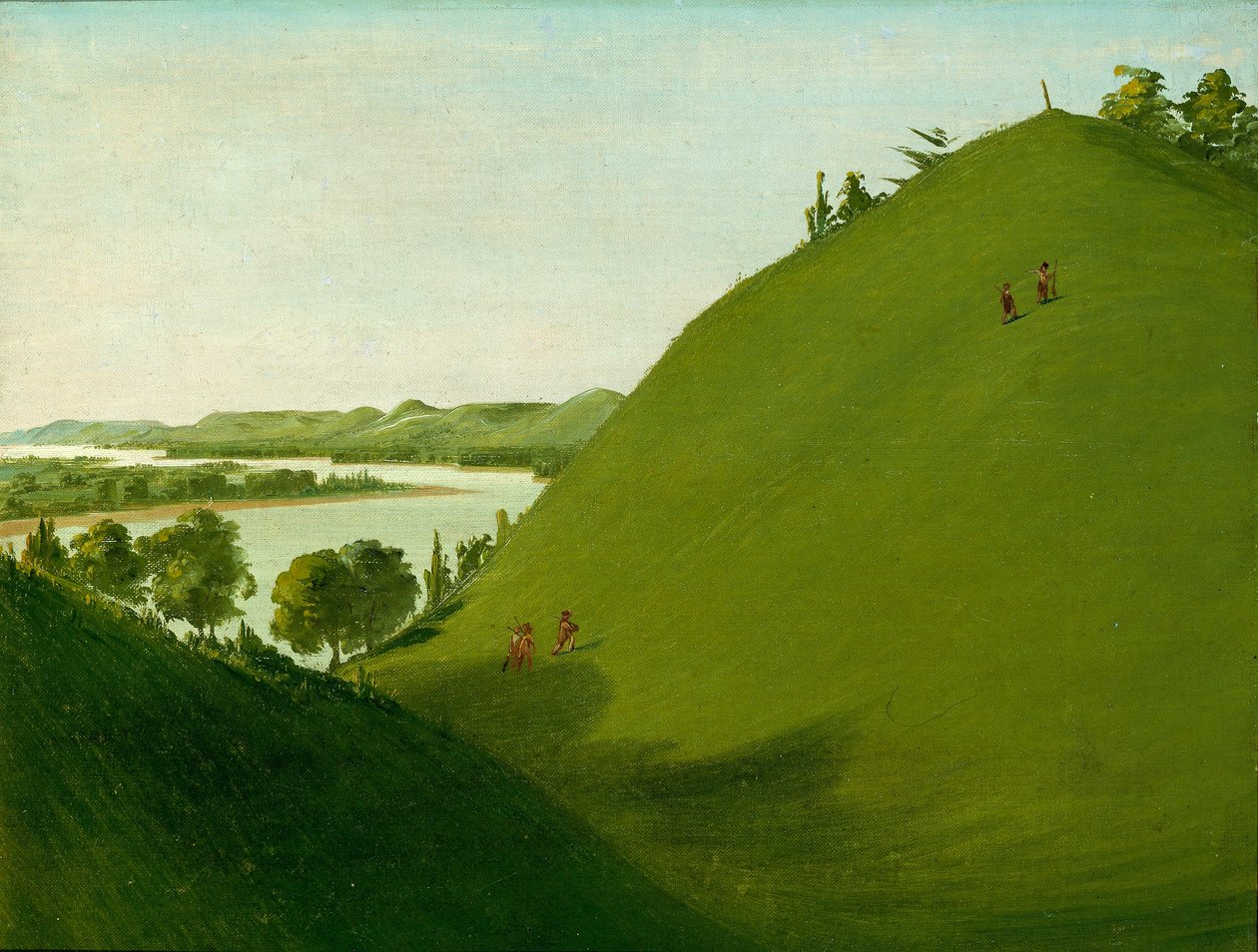 Floyds graf, waar Lewis en Clark sergeant Floyd begroeven in 1804 door George Catlin