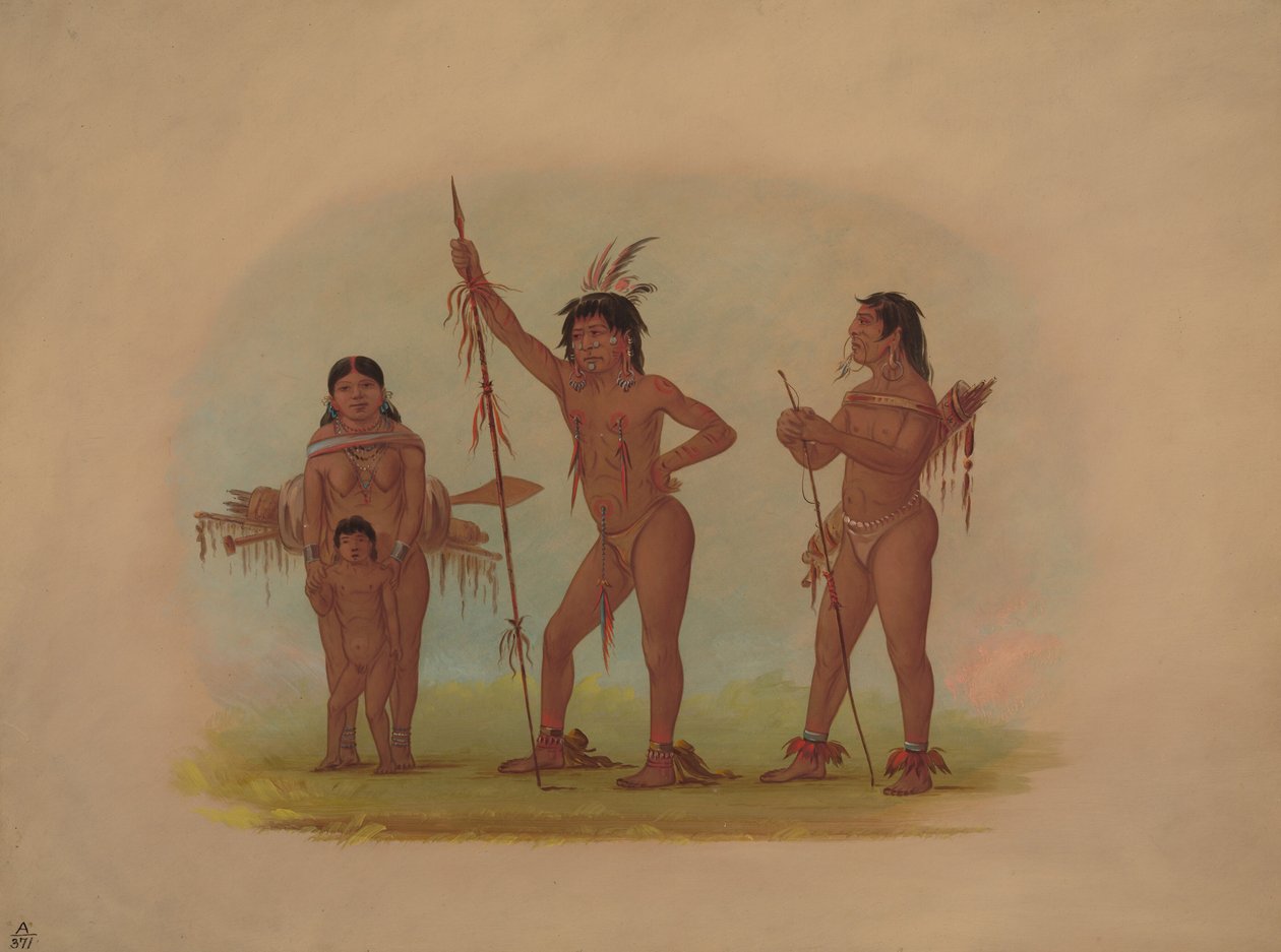 Vier Mura-indianen door George Catlin