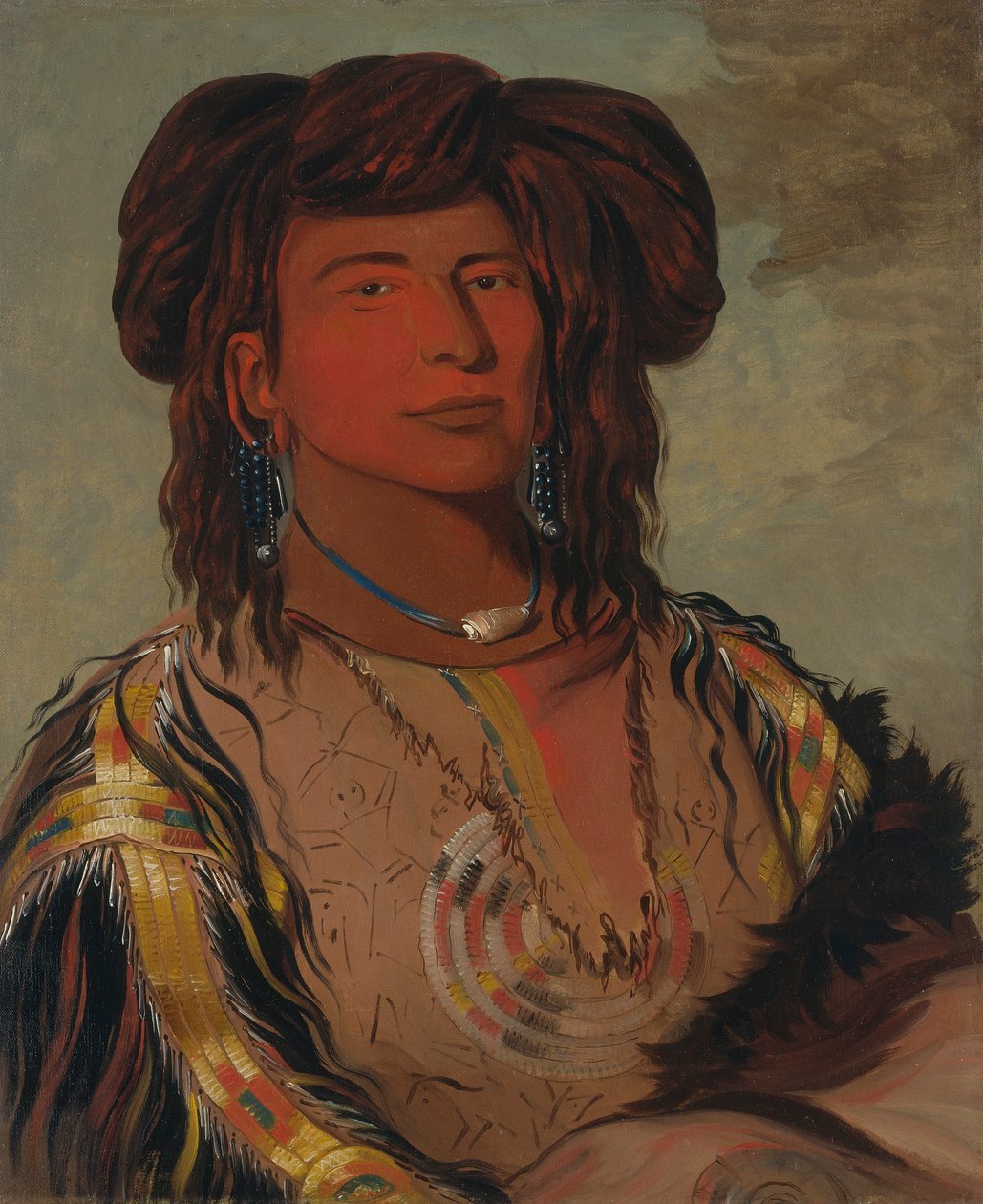 Ha-wón-je-tah, Eén Hoorn, Hoofd van de Miniconjou-stam door George Catlin