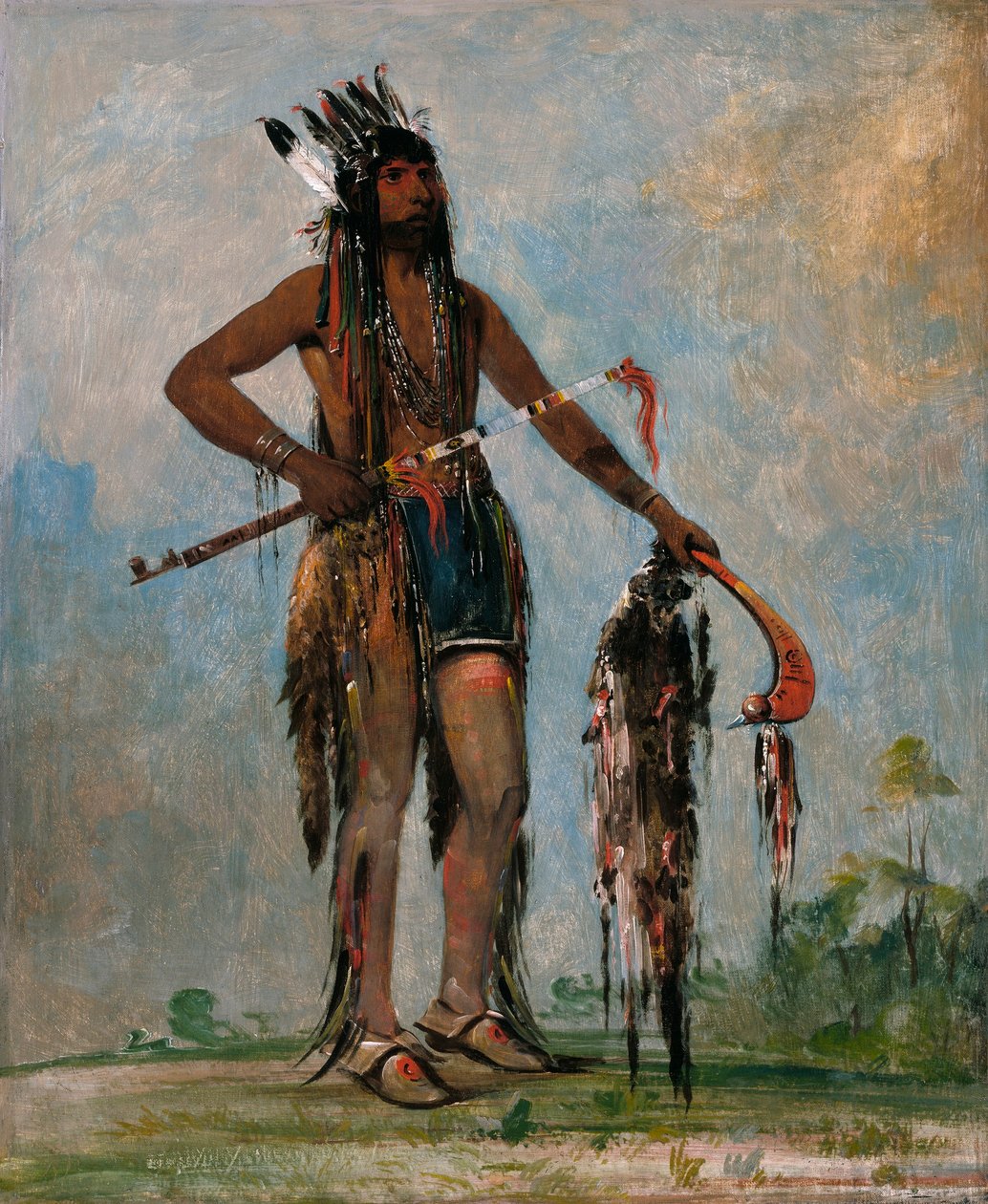 Ka-bés-hunk, hij die overal heen reist, een krijger door George Catlin