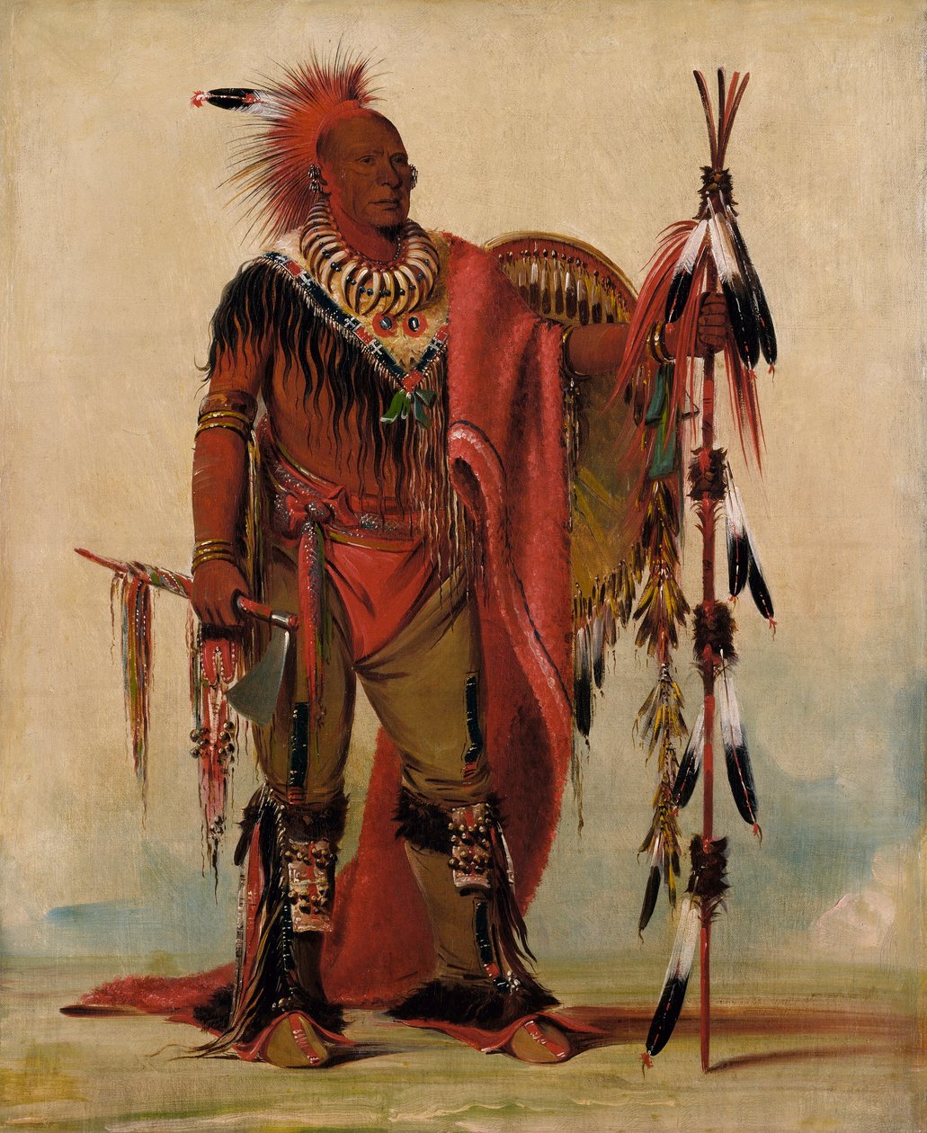 Kee-o-kúk, de waakzame vos, stamhoofd door George Catlin