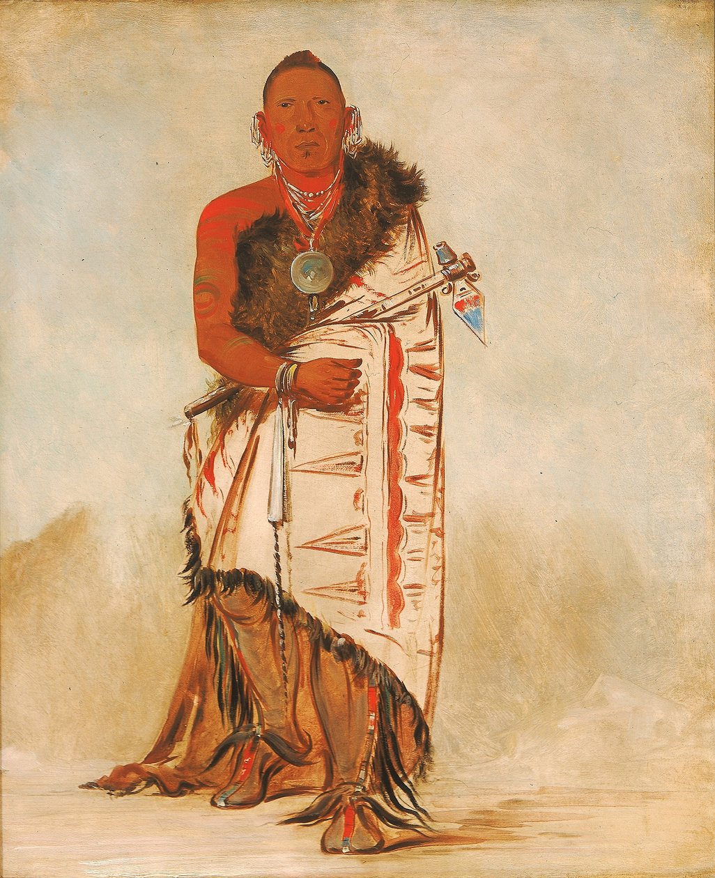 Ki-hó-go-waw-shú-shee, dapper opperhoofd, stamhoofd door George Catlin