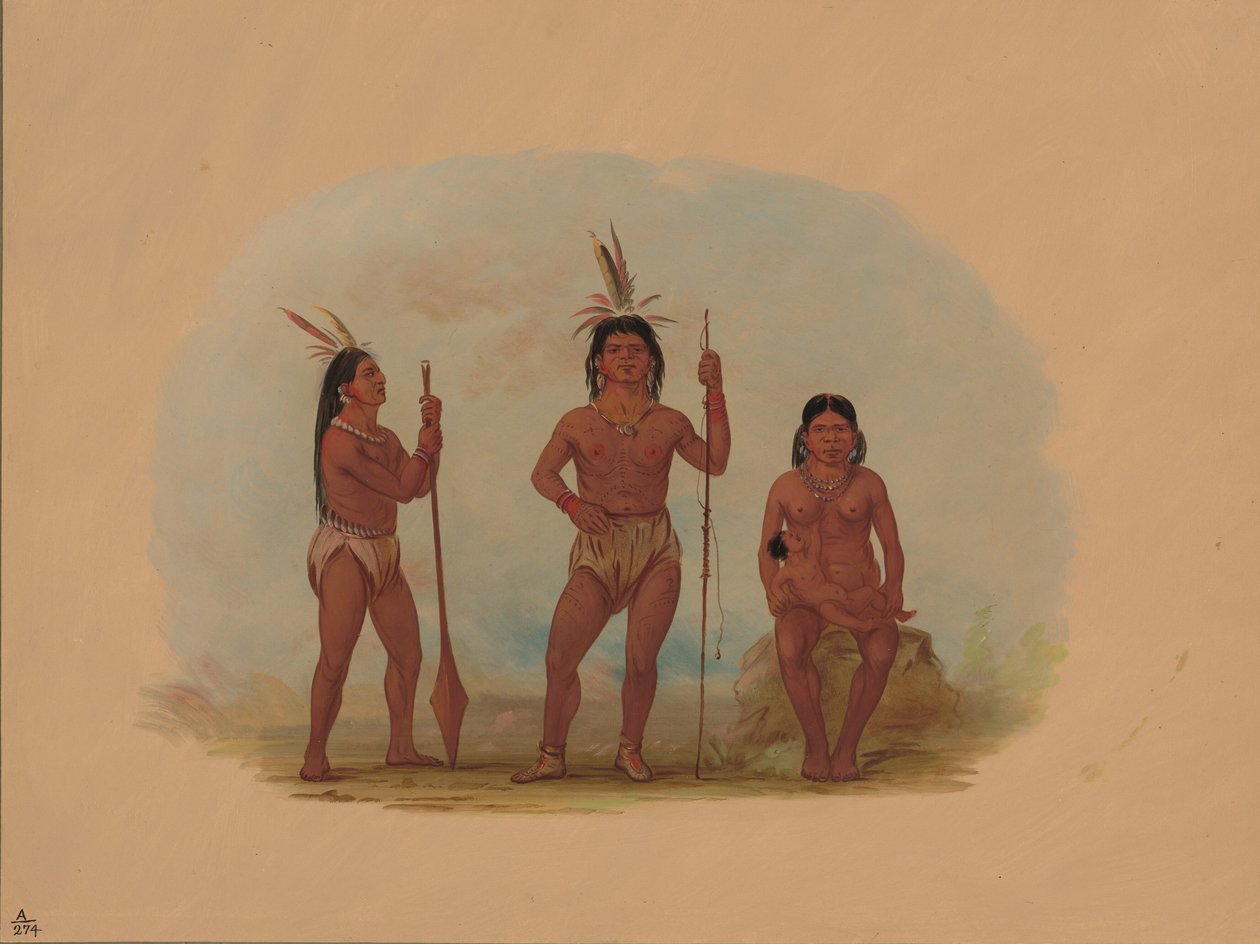 Klahoquaht Chief, zijn vrouw en zoon door George Catlin