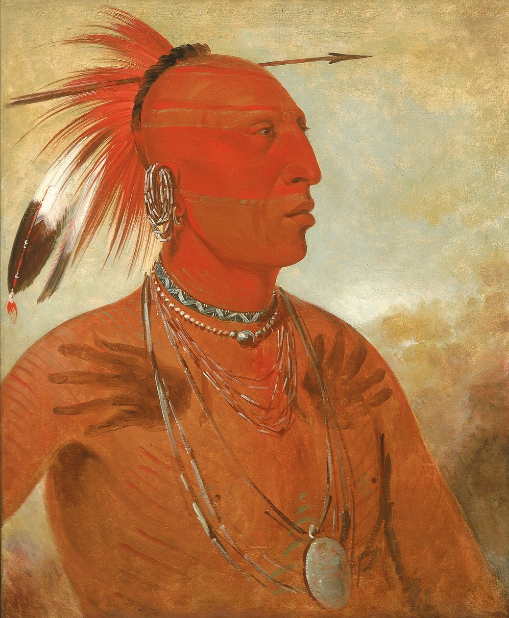 La-wáh-he-coots-la-sháw-no, Dapper Opperhoofd, een Skidi (Wolf) Pawnee door George Catlin