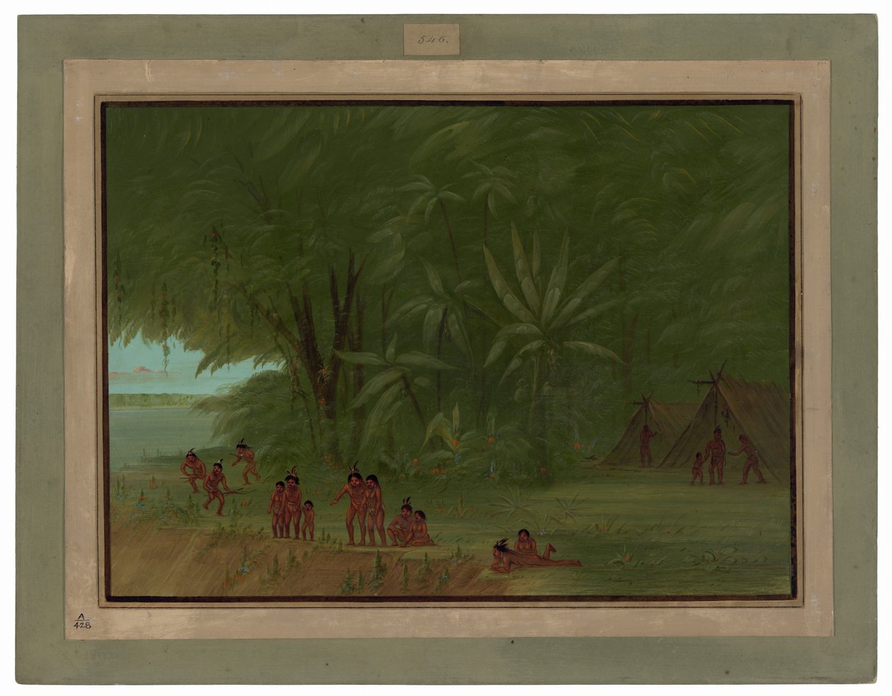 Kampement van de Mauhees door George Catlin