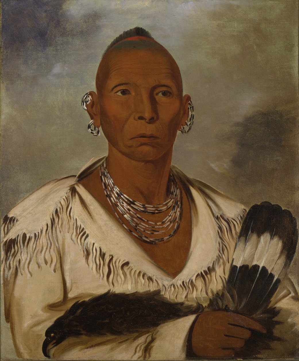 Múk-a-tah-mish-o-káh-kaik, Black Hawk, vooraanstaand Sac-opperhoofd door George Catlin