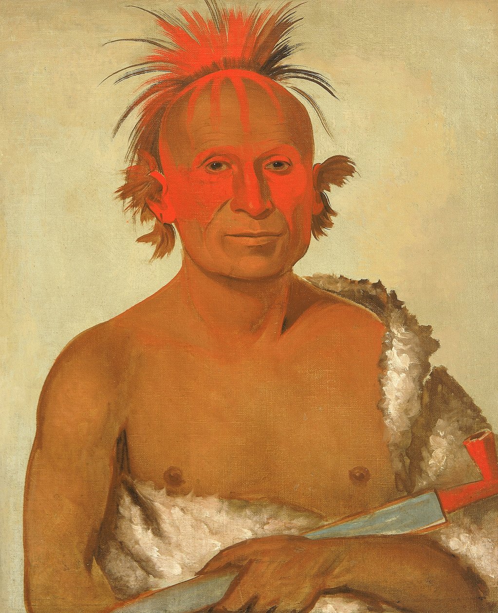 Pash-ee-pa-hó, Little Stabbing Chief, de Jongere, een van Black Hawks dapperen door George Catlin